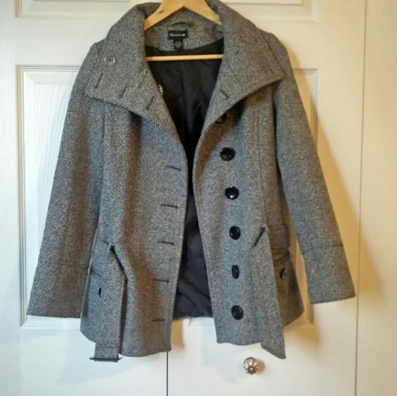 Seductions Herringbone Peacoat - Picture 3 of 11